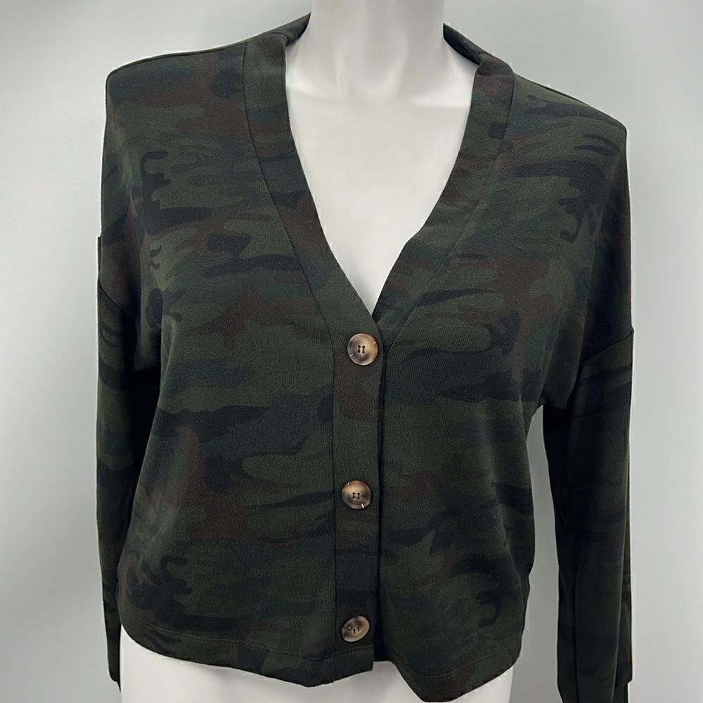 Camo long sleeve sweater knit button cardigan